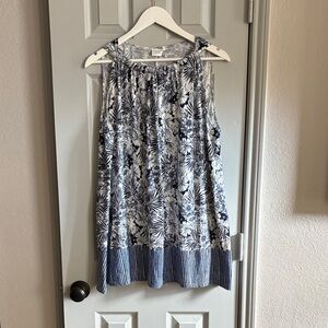 Floral Sleeveless Top with Striped Hem